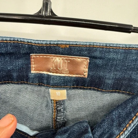 Kut From The Kloth Dark Wash Flare Jeans Raw Hem‎ Size 10 - Picture 5 of 11